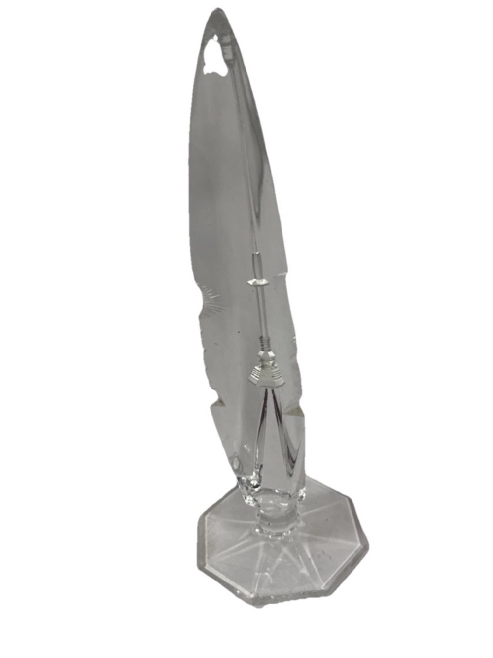 Vintage Reverse Cut Crystal Obelisk with Cross Chalice - Picture 3 of 4